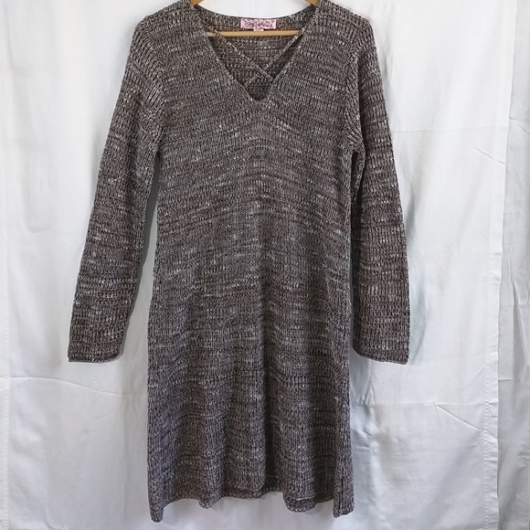Knit Mended Sweaters - To the knee sweater open knit sweater brown white
